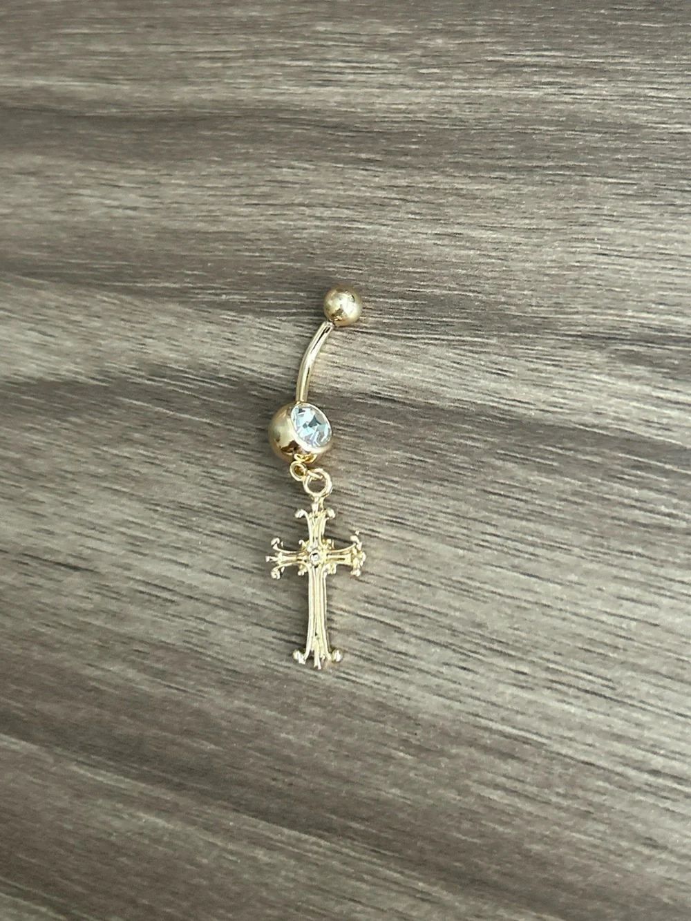 Cross Dangle Belly Button Ring Q1220